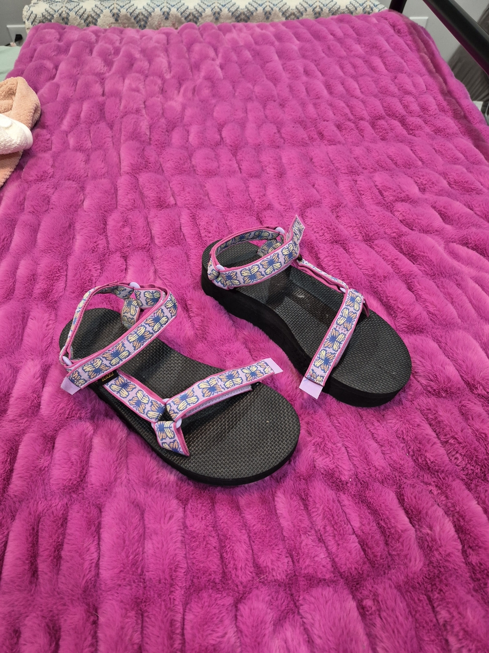 Platform Teva Sandals With Butterfly Pattern Straps